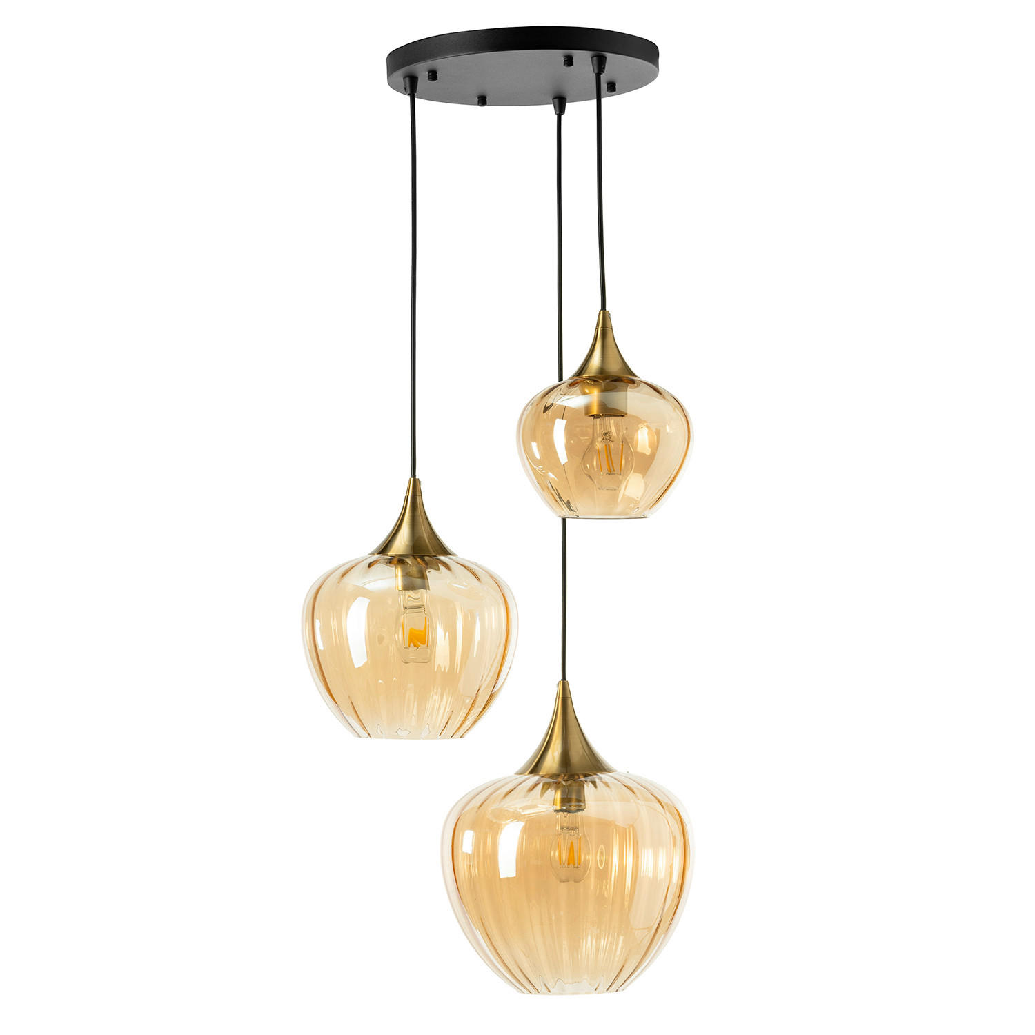 PENDELLEUCHTE 30/30/110 cm  - Cognac, KONVENTIONELL, Glas/Metall (30/30/110cm) - Eglo