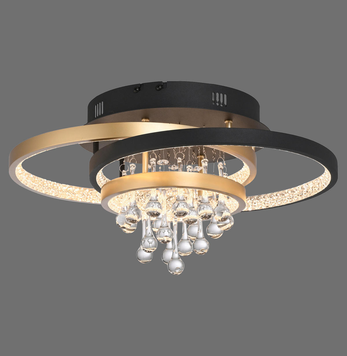 PLAFONIERĂ CU LED - negru/alămiu, Design, plastic/metal (45/33/22cm)