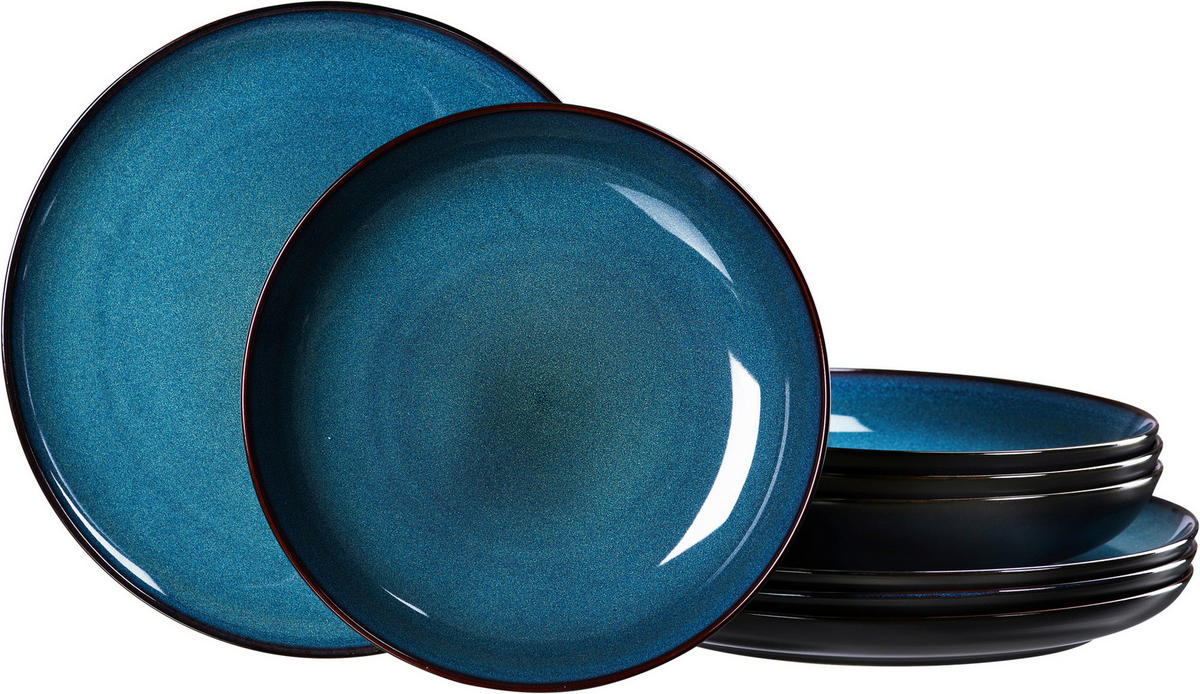 TAFELSERVICE BALI 8-teilig  - Blau, Trend, Keramik (28,5/17/28,5cm) - Ritzenhoff Breker