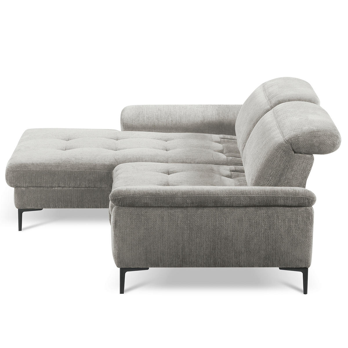 ECKSOFA  Webstoff Greige  - Greige/Schwarz, Design, Textil/Metall (195/268cm) - Livetastic