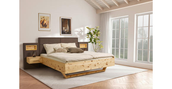 BETT 160/200 cm in Zirbelkieferfarben, Greige - Greige/Zirbelkieferfarben, Natur, Holz/Textil (160/200cm) - Valnatura