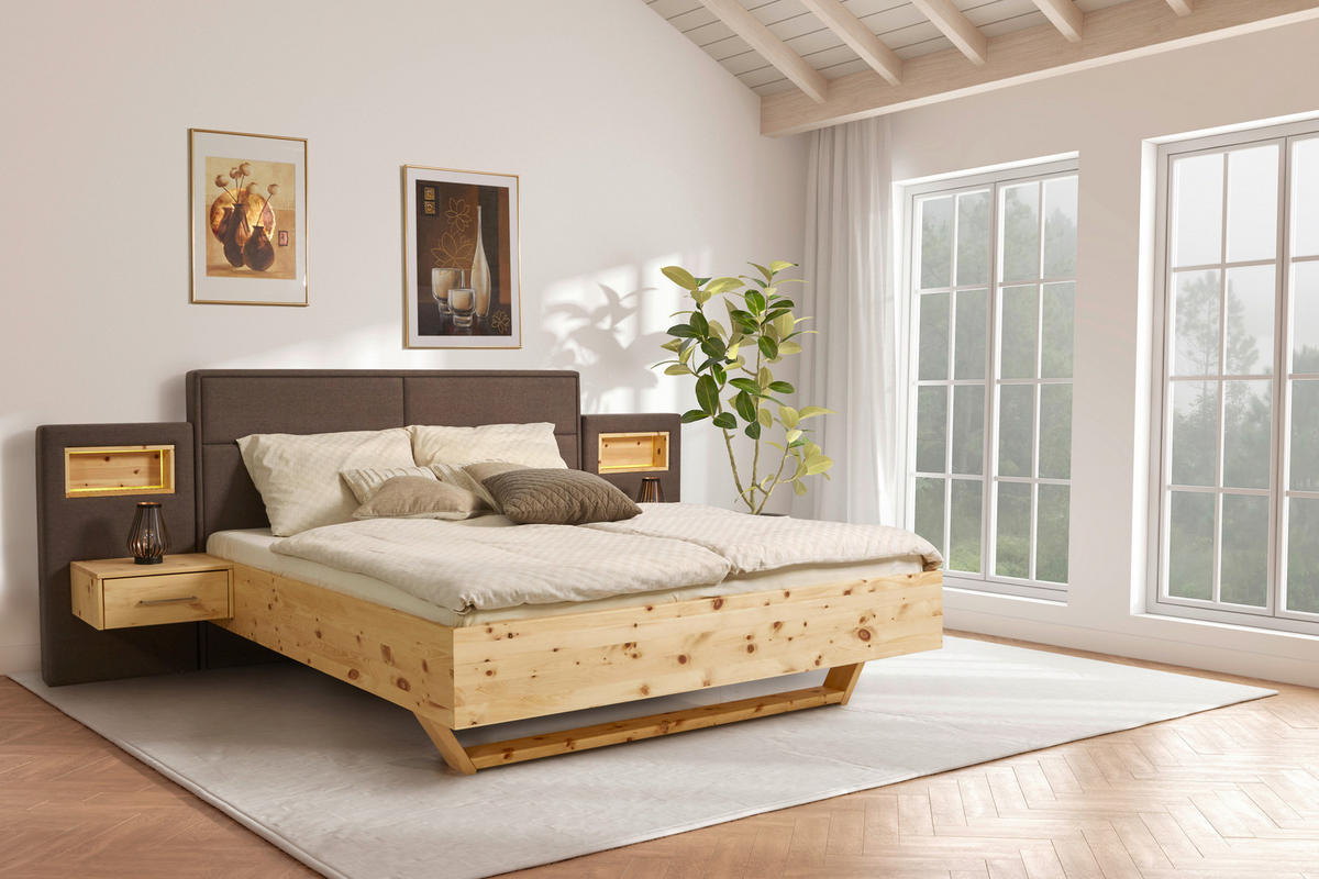 BETT 180/200 cm  in Zirbelkieferfarben, Dunkelbraun  - Zirbelkieferfarben/Dunkelbraun, Natur, Holz/Textil (180/200cm) - Valnatura