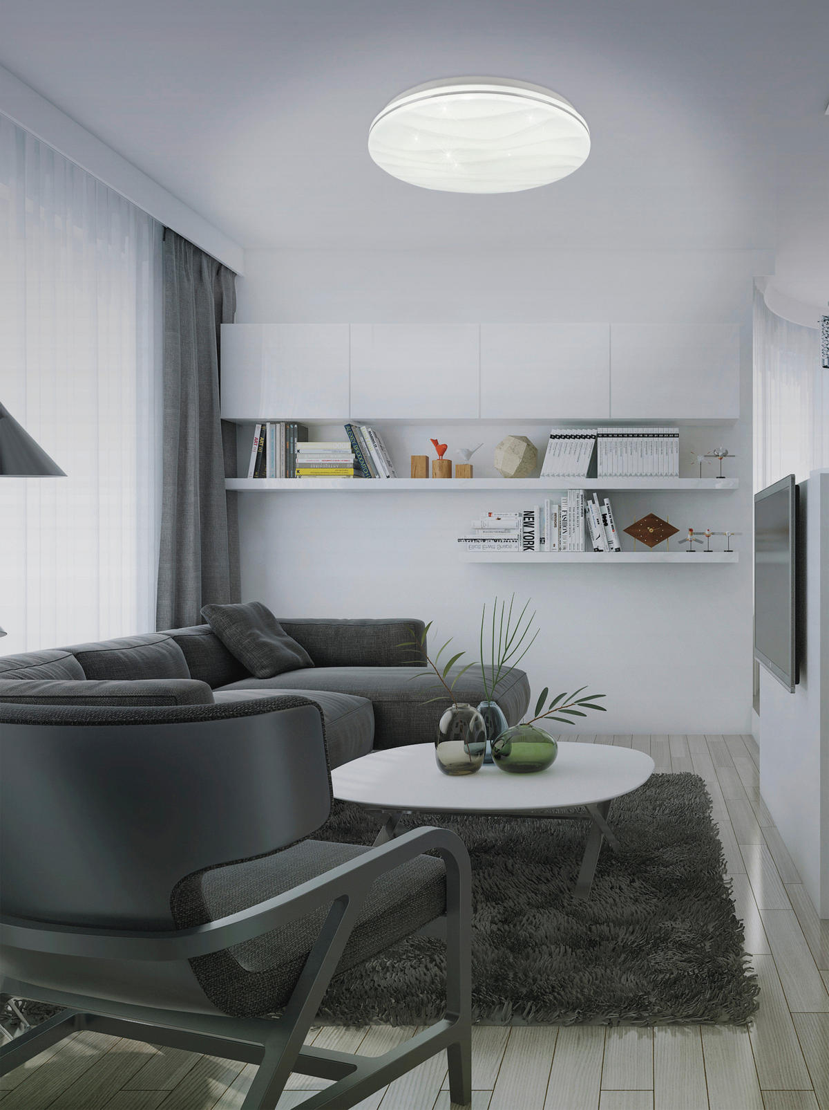 LED-DECKENLEUCHTE 38/6 cm    - Weiß, Basics, Kunststoff/Metall (38/6cm) - Näve