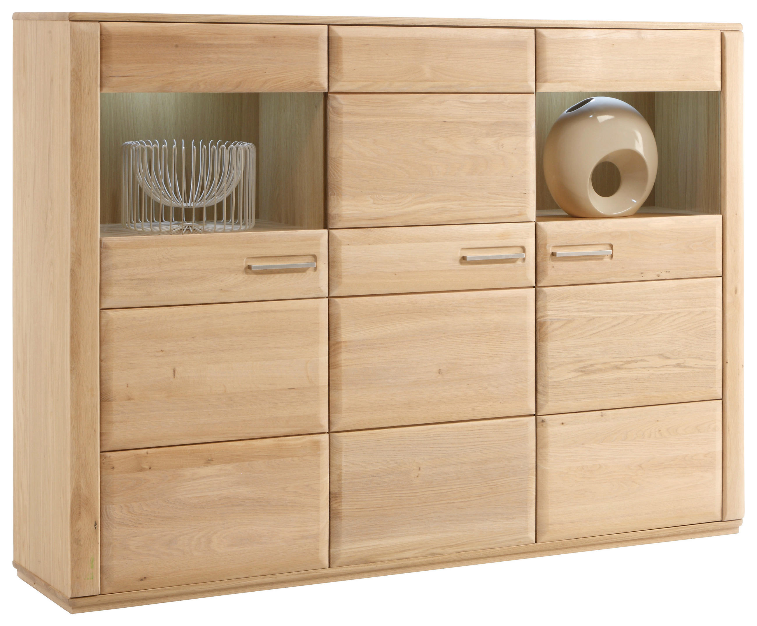 HIGHBOARD  in 179/131/38 cm  - Eichefarben, Design, Glas/Holz (179/131/38cm) - Livetastic