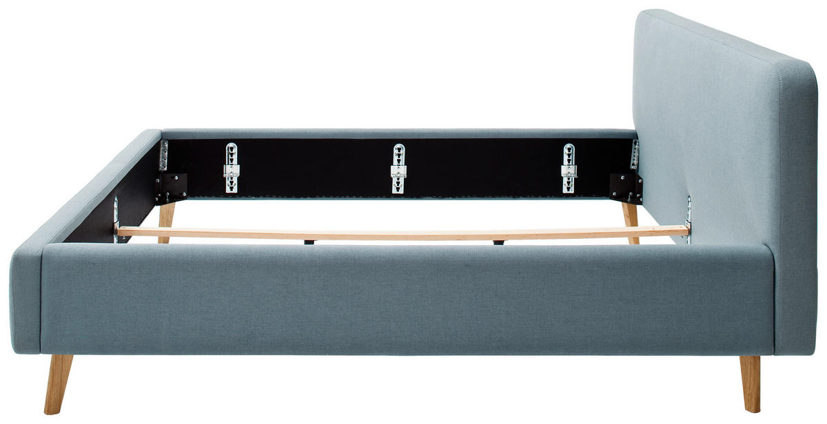 POLSTERBETT 140/200 cm,  in Hellblau,  - Eichefarben/Hellblau, Design, Holz/Textil (140/200cm) - Livetastic