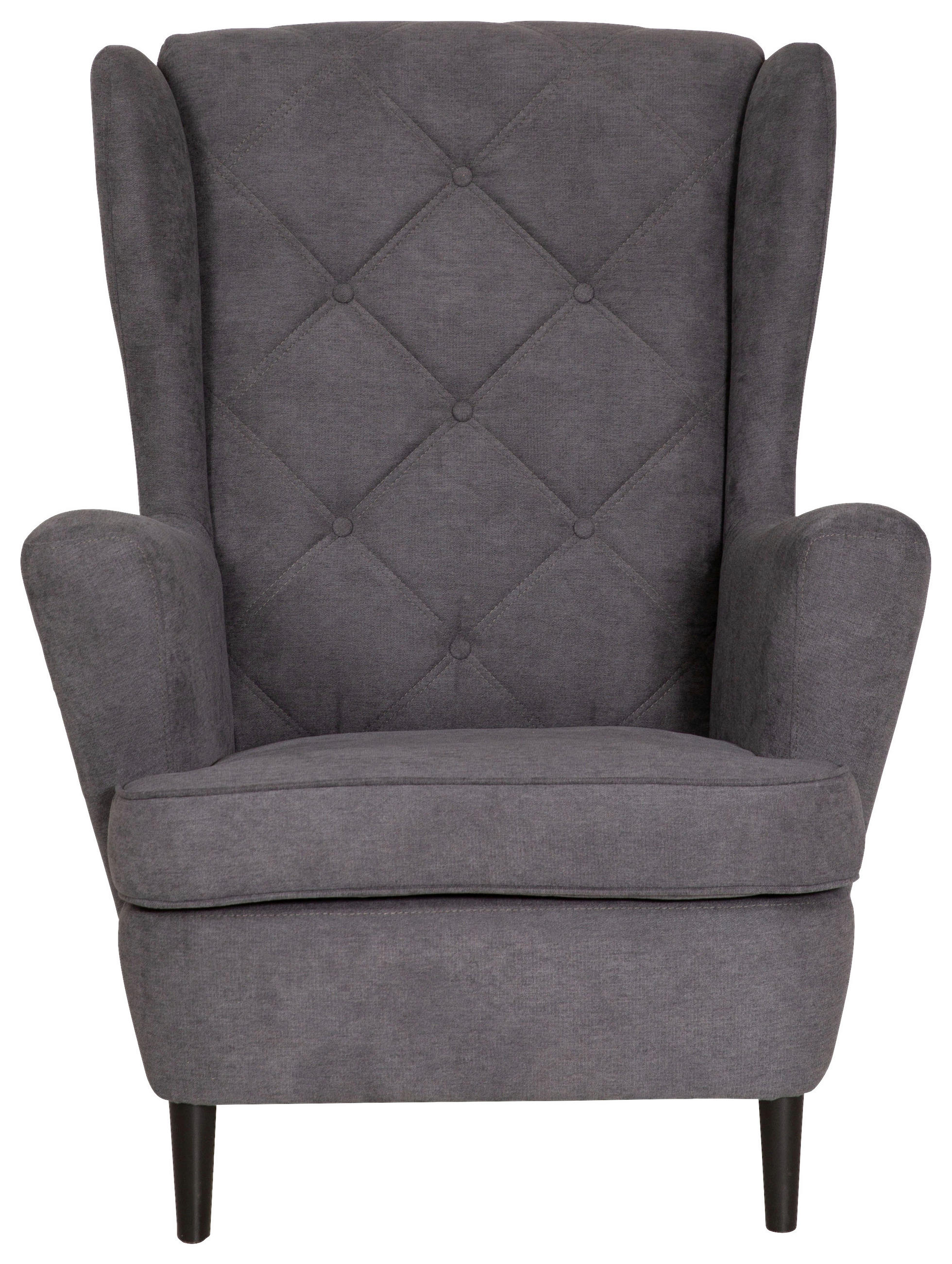 FÜLES FOTEL - fekete/sötétszürke, Basics, faalapú anyag/karton (78/102/98cm) - Carryhome