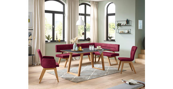 ECKBANK 205/155 cm  in Dunkelrot  - Eichefarben/Dunkelrot, KONVENTIONELL, Holz/Textil (205/155cm) - Dieter Knoll