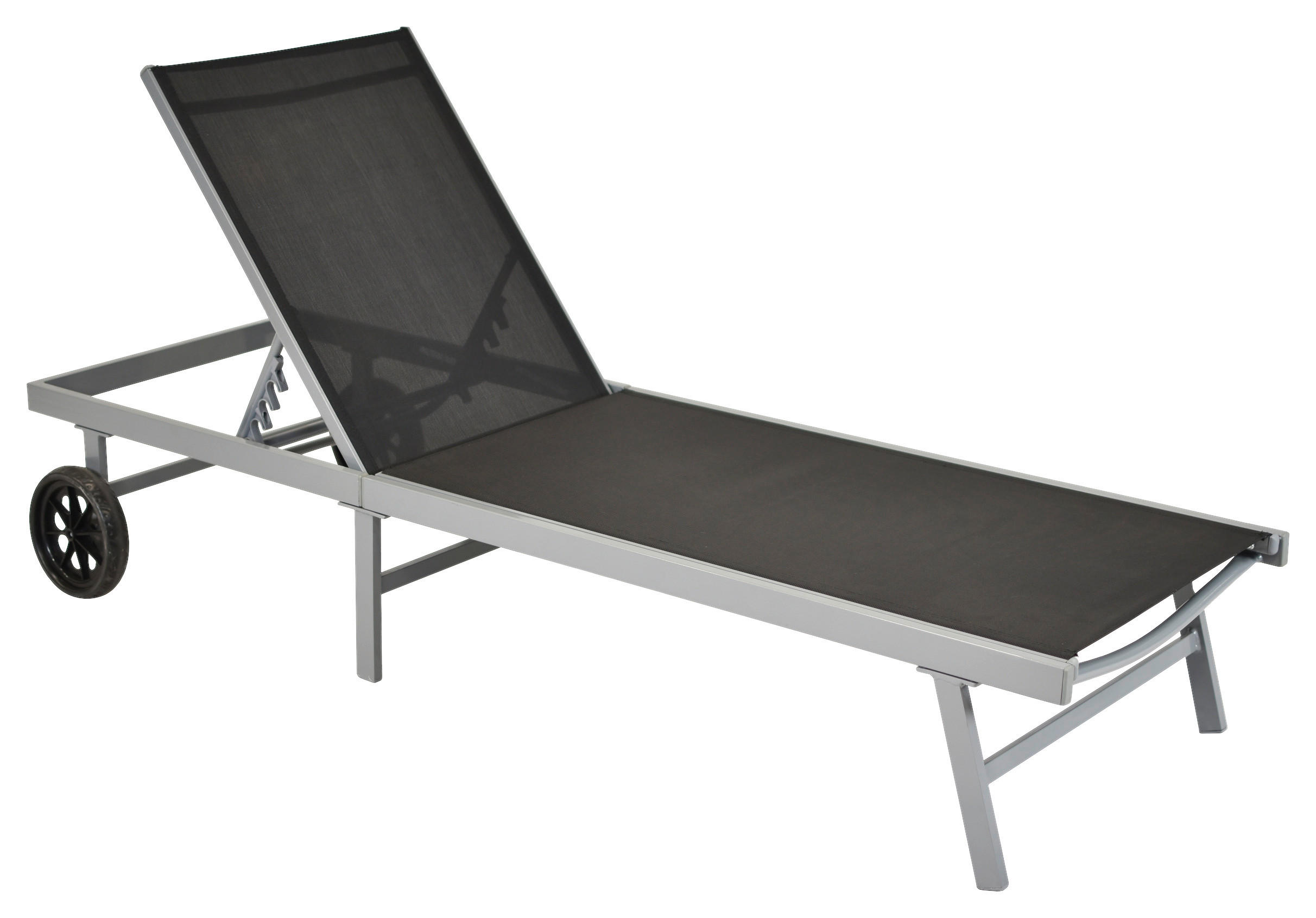 GARTENLIEGE 201/98/65 cm  - Silberfarben/Grau, MODERN, Kunststoff/Metall (201/98/65cm) - Gardenson