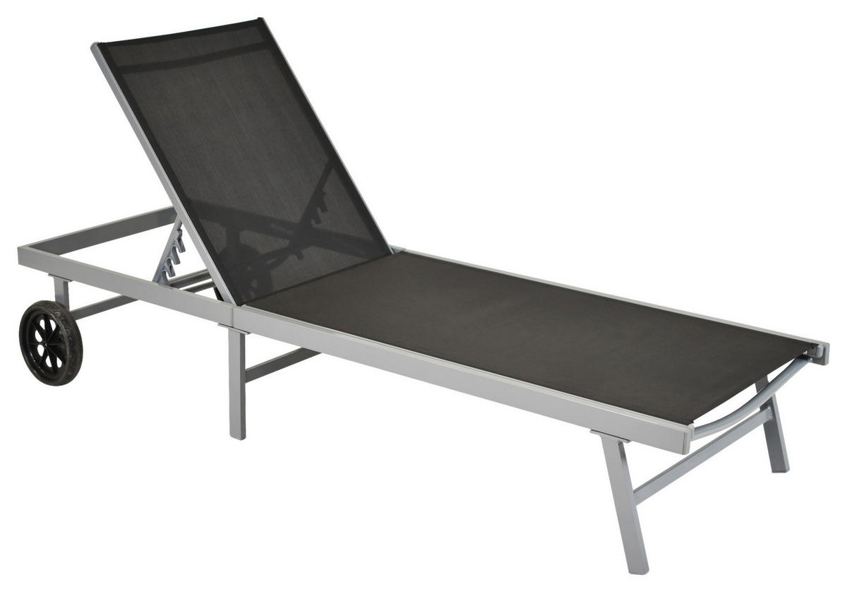 GARTENLIEGE 201/98/65 cm  - Silberfarben/Grau, MODERN, Kunststoff/Metall (201/98/65cm) - Gardenson