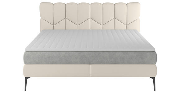 BOXSPRINGBETT 180/200 cm  in Creme  - Creme/Schwarz, Design, Leder/Textil (180/200cm) - Esposa