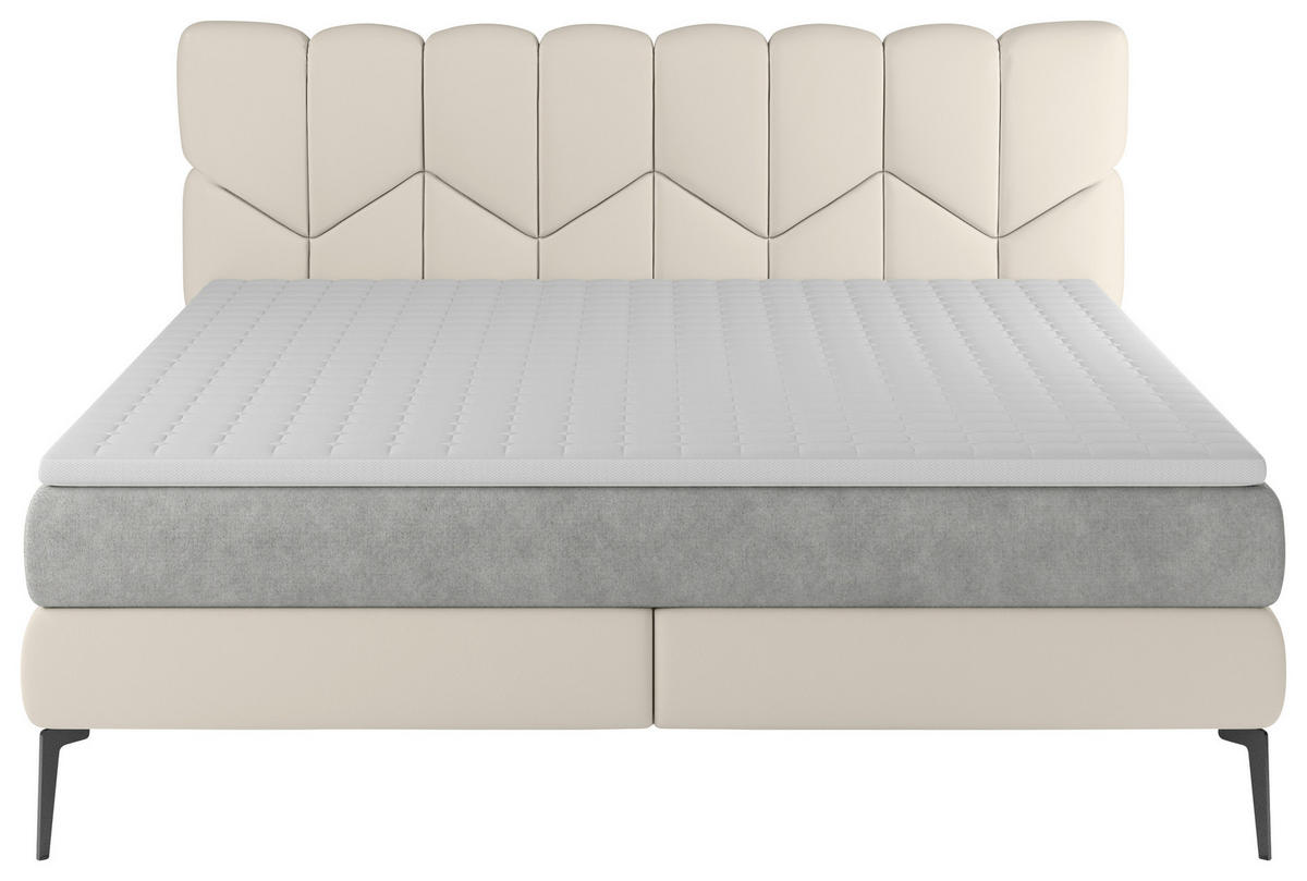 BOXSPRINGBETT 180/200 cm  in Creme  - Creme/Schwarz, Design, Leder/Textil (180/200cm) - Esposa