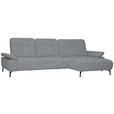 ECKSOFA in Chenille, Flachgewebe Blaugrau  - Blaugrau/Schwarz, Design, Textil/Metall (318/165cm) - Xora