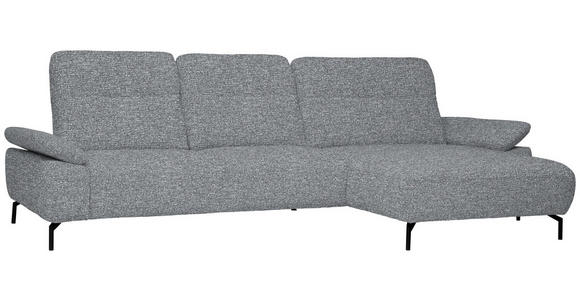 ECKSOFA in Chenille, Flachgewebe Blaugrau 318/165 cm - Blaugrau/Schwarz, Design, Textil/Metall (318/165cm) - Xora
