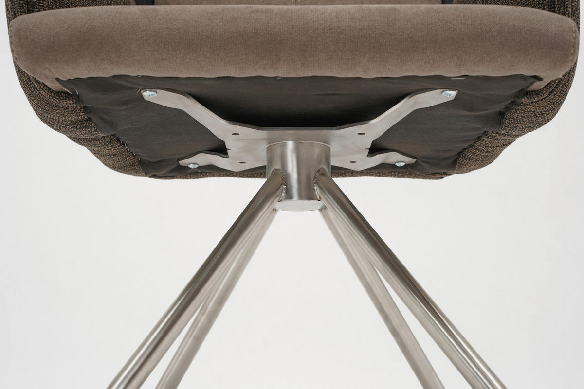 ARMLEHNSTUHL  in Webstoff, Mikrofaser  - Edelstahlfarben/Braun, Design, Textil/Metall (60/92/60cm) - Linea Natura