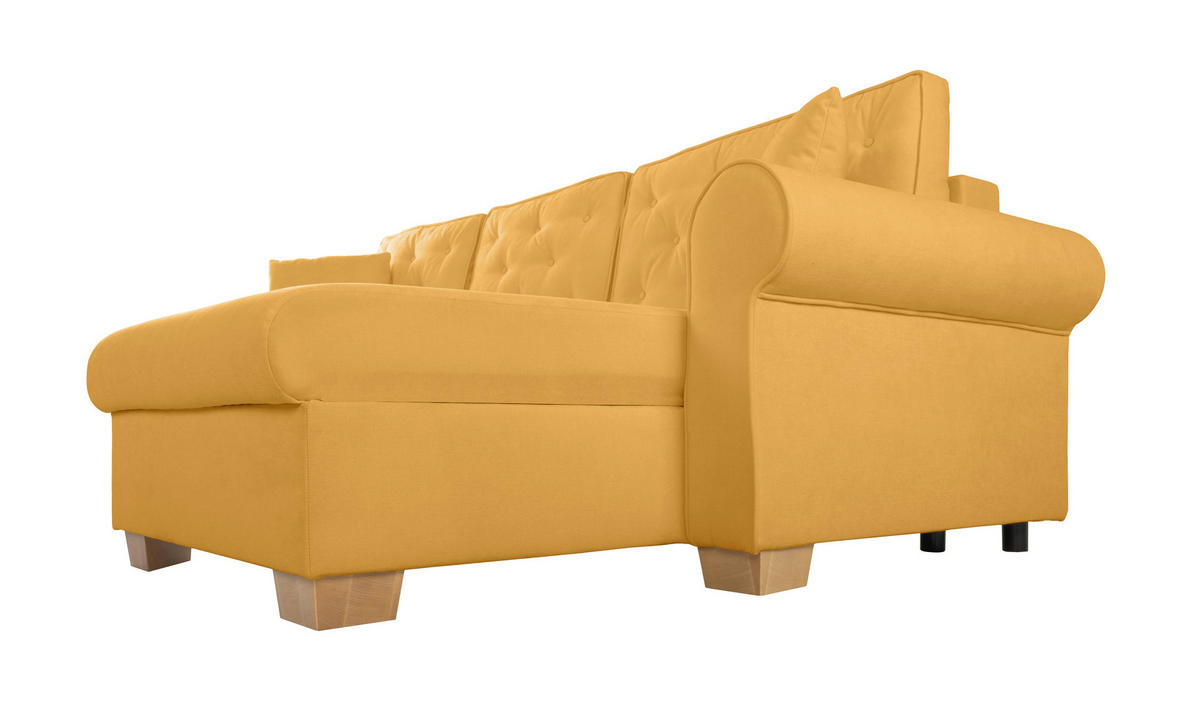 ECKSOFA in Gelb  - Gelb/Buchefarben, Design, Holz/Textil (266/161cm) - MID.YOU