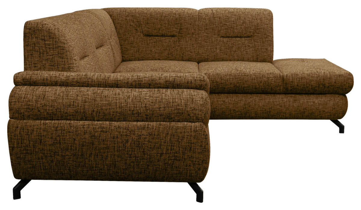 ECKSOFA in Struktur, Plüsch Braun  - Schwarz/Braun, Design, Textil/Metall (274/201cm) - MID.YOU