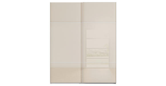 SCHWEBETÜRENSCHRANK 201/223/67 cm 2-türig Weiß, Champagner - Champagner/Weiß, KONVENTIONELL, Glas/Holzwerkstoff (201/223/67cm) - Novel