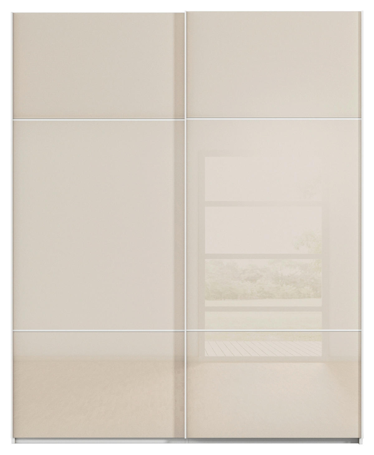 SCHWEBETÜRENSCHRANK 201/223/67 cm 2-türig Weiß, Champagner  - Champagner/Weiß, KONVENTIONELL, Glas/Holzwerkstoff (201/223/67cm) - Novel
