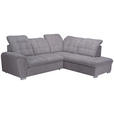 ECKSOFA Dunkelbraun Chenille  - Chromfarben/Dunkelbraun, KONVENTIONELL, Kunststoff/Textil (260/205cm) - Carryhome