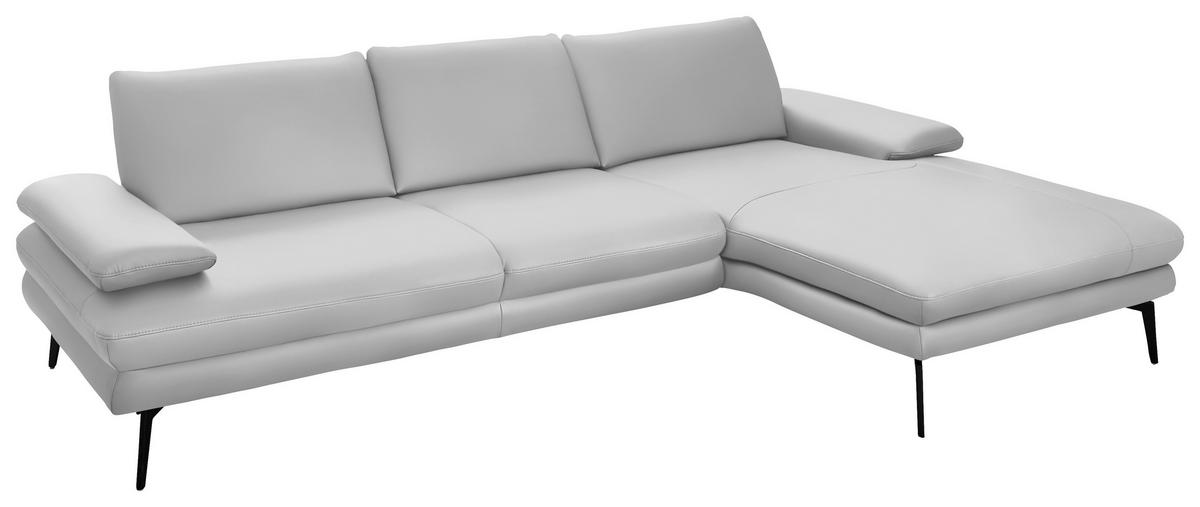 ECKSOFA in Echtleder Weiss  - Weiss/Schwarz, Design, Leder/Metall (310/180cm) - Dieter Knoll