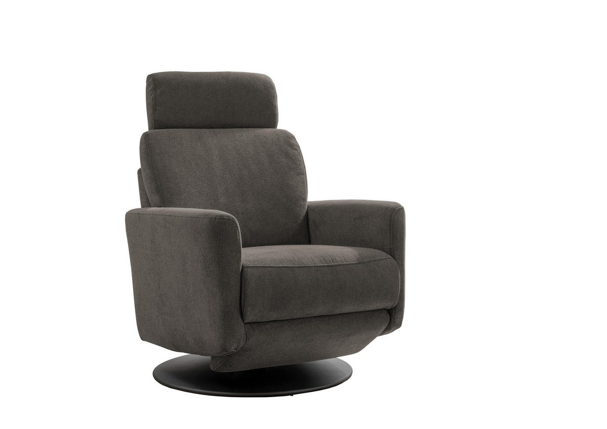 RELAXSESSEL in Textil Graubraun  - Graubraun/Schwarz, Modern, Textil/Metall (77/105/87-154cm) - Livetastic