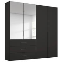 DREHTÜRENSCHRANK 201/223/60 cm,  in Schwarz, 4-türig  - Graphitfarben/Schwarz, Design, Glas/Holzwerkstoff (201/223/60cm) - home24