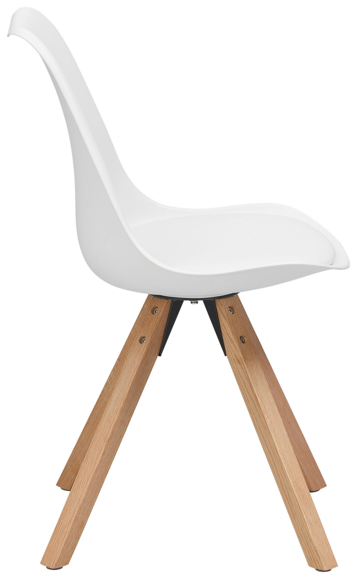 STUHL  in Lederlook glatt  - Weiss/Naturfarben, Lifestyle, Holz/Kunststoff (48,5/84/55cm) - MID.YOU