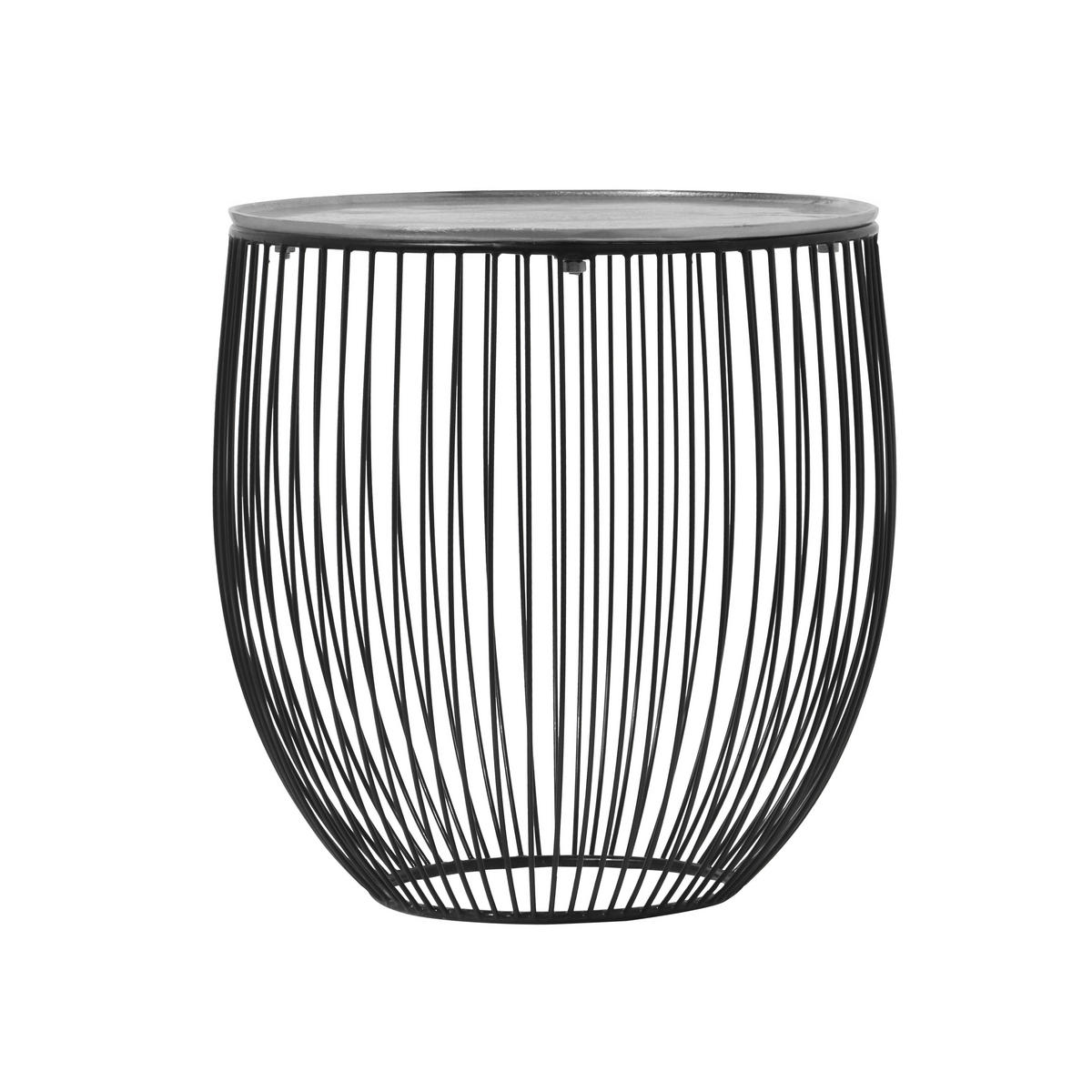 BEISTELLTISCH 43/43/42 cm Schwarz, Silberfarben rund  - Silberfarben/Schwarz, MODERN, Metall (43/43/42cm)