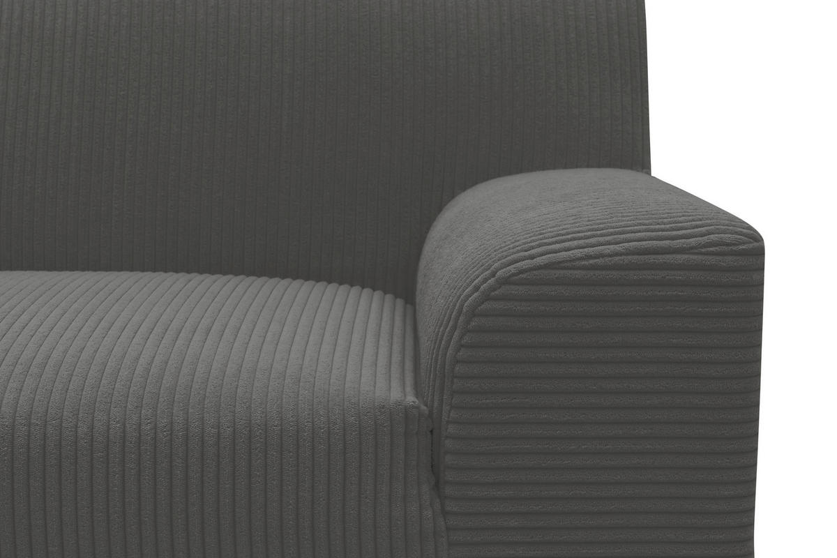 ECKSCHLAFSOFA  CAPRI 2 Grau Cord  - Schwarz/Grau, Basics, Kunststoff/Textil (146/241cm) - MID.YOU