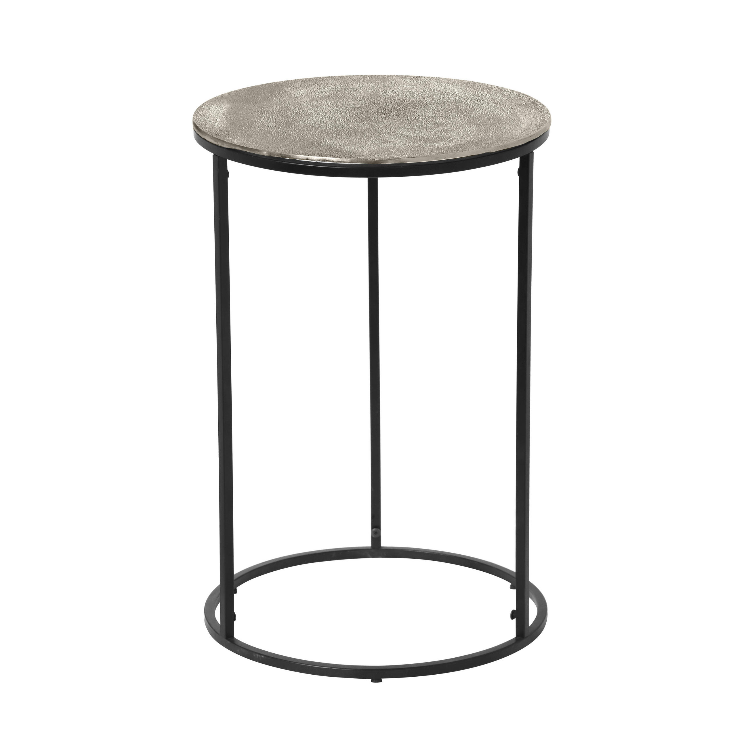 BEISTELLTISCH 41/41/61 cm Schwarz, Silberfarben rund  - Silberfarben/Schwarz, Design, Metall (41/41/61cm) - Bono