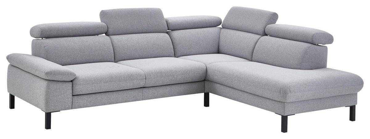 ECKSOFA in Flachgewebe Hellgrau  272/217 cm  - Hellgrau/Schwarz, Design, Holzwerkstoff/Textil (272/217cm) - Pure Home Comfort