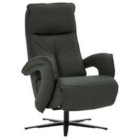 RELAXSESSEL in Leder Dunkelgrün  - Dunkelgrün/Schwarz, Design, Leder/Metall (77/110/87cm) - Valdera
