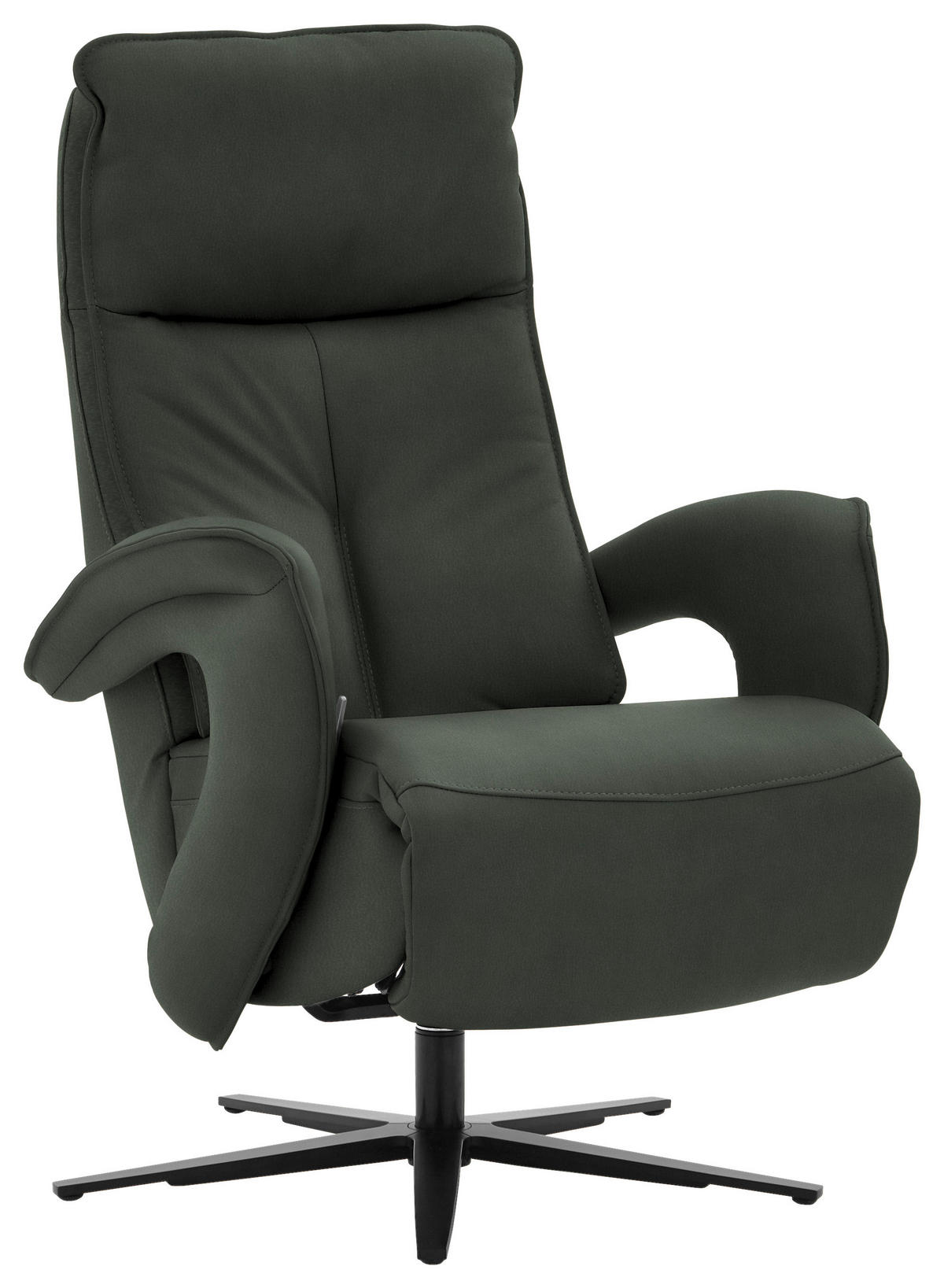 RELAXSESSEL in Leder Dunkelgrün  - Dunkelgrün/Schwarz, Design, Leder/Metall (77/110/87cm) - Valdera