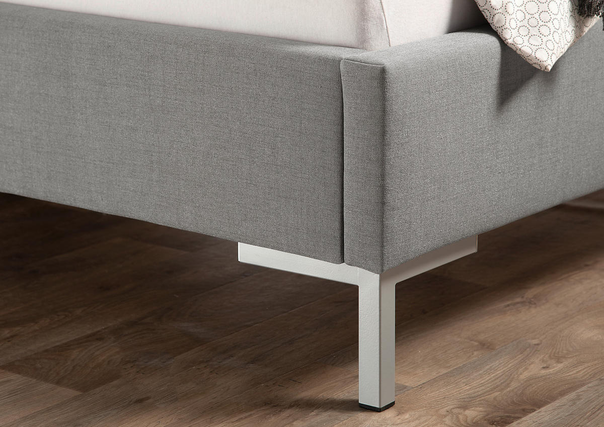 POLSTERBETT 140/200 cm,  in Grau,  - Silberfarben/Grau, MODERN, Textil/Metall (140/200cm) - Livetastic