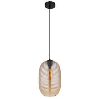 HÄNGELEUCHTE 20/120 cm    - Bernsteinfarben/Schwarz, Basics, Glas/Kunststoff (20/120cm) - Globo