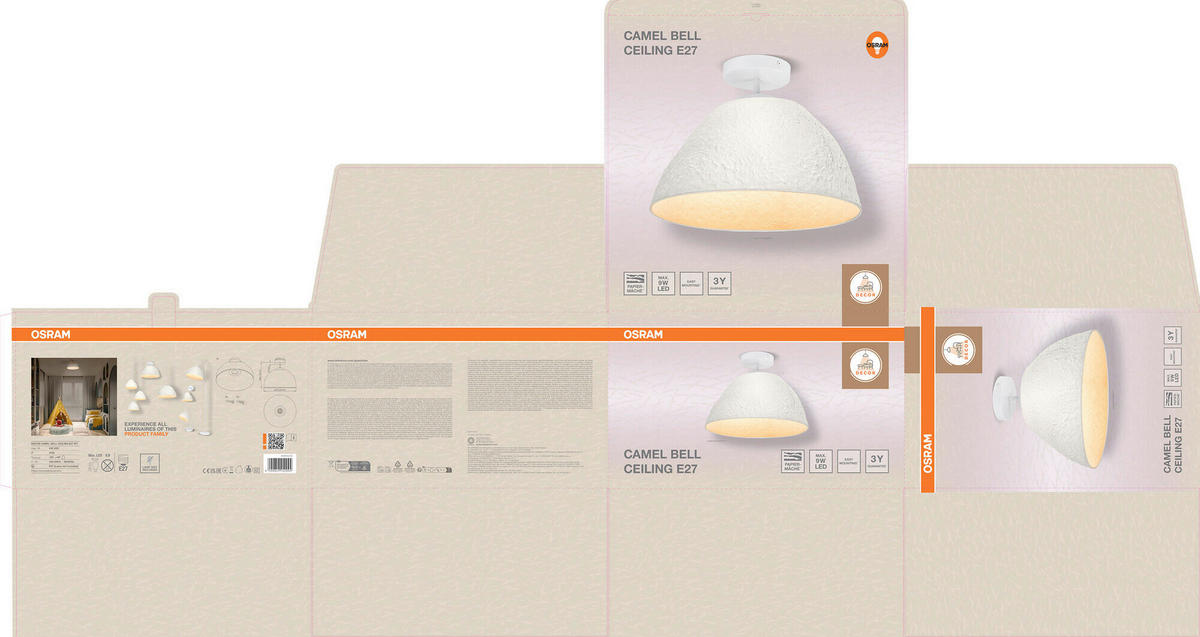 DECKENLEUCHTE  37.5/28.8 cm    - Basics, Papier/Metall (37.5/28.8cm) - Osram