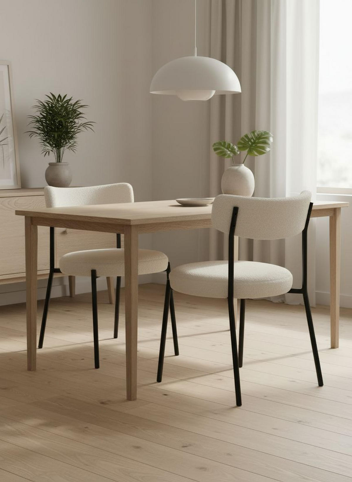 STUHL-SET 2 Stück  in Teddystoff  - Grauweiß/Schwarz, MODERN, Textil/Metall (47/79,5/54,5cm) - Livetastic