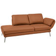RÉCAMIERE in Echtleder Cognac  - Chromfarben/Cognac, Design, Leder/Metall (209/85-109/95-16cm) - Dieter Knoll