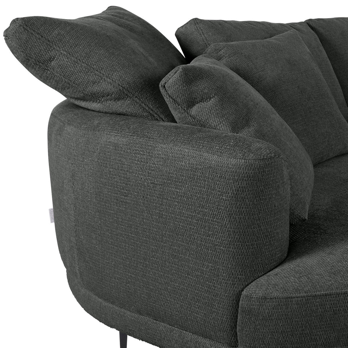 ECKSOFA in Chenille Dunkelgrau  - Dunkelgrau/Schwarz, Konventionell, Textil/Metall (140/275cm) - Carryhome
