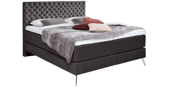 BOXSPRINGBETT 180/200 cm  in Anthrazit  - Chromfarben/Anthrazit, Design, Textil/Metall (180/200cm) - Xora