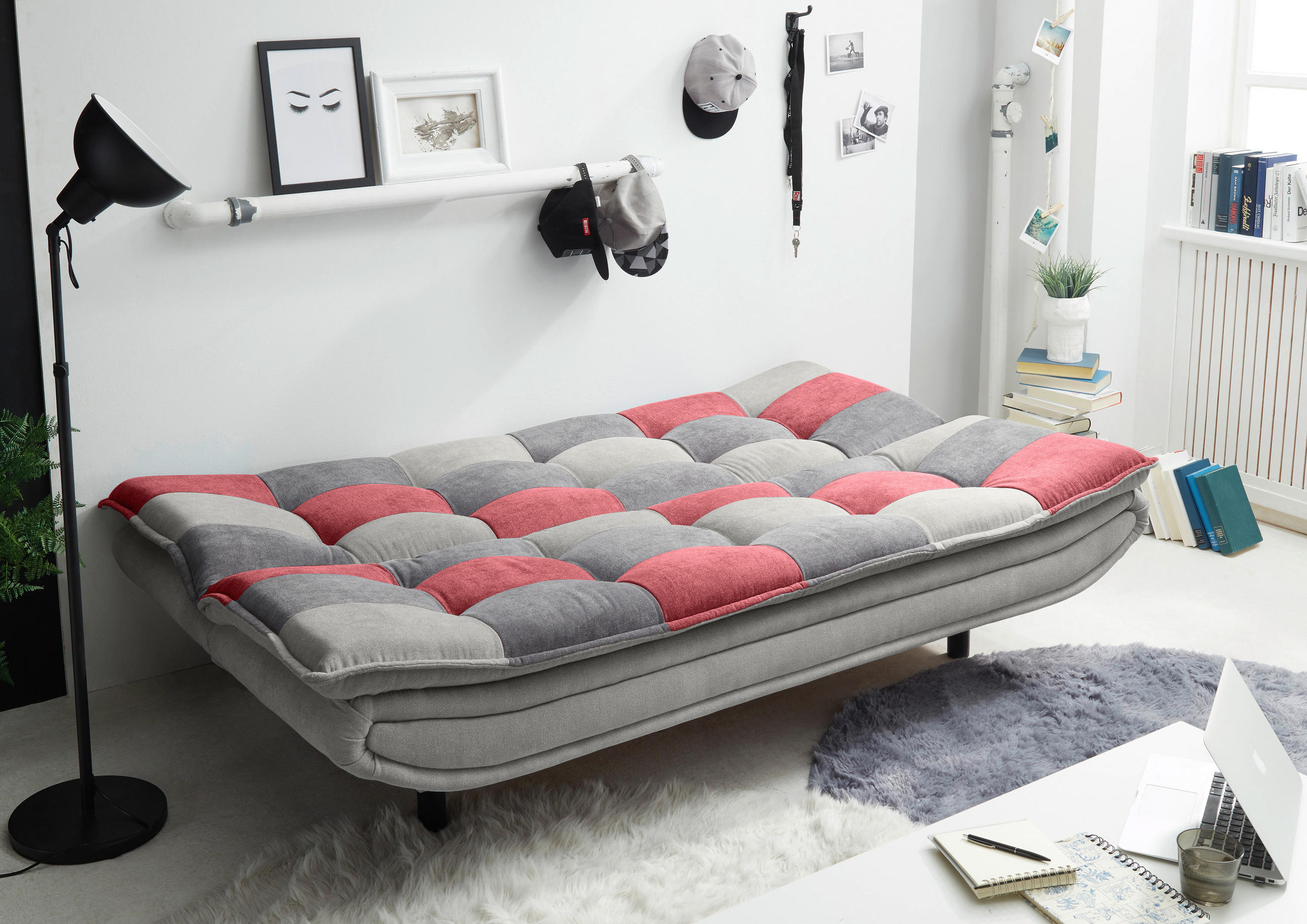 SCHLAFSOFA in Mikrovelours Schlammfarben, Beere, Dunkelgrau  - Schlammfarben/Beere, Basics, Kunststoff/Textil (188/90/89cm) - MID.YOU