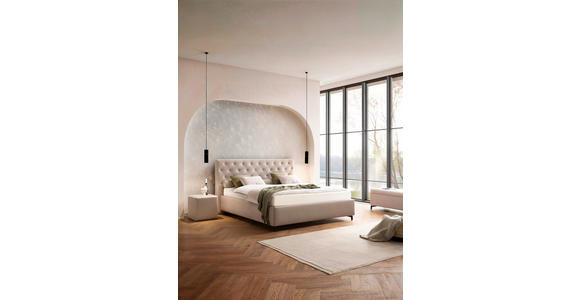 POLSTERBETT 180/200 cm  in Beige  - Birkefarben/Beige, KONVENTIONELL, Holz/Textil (180/200cm) - Novel