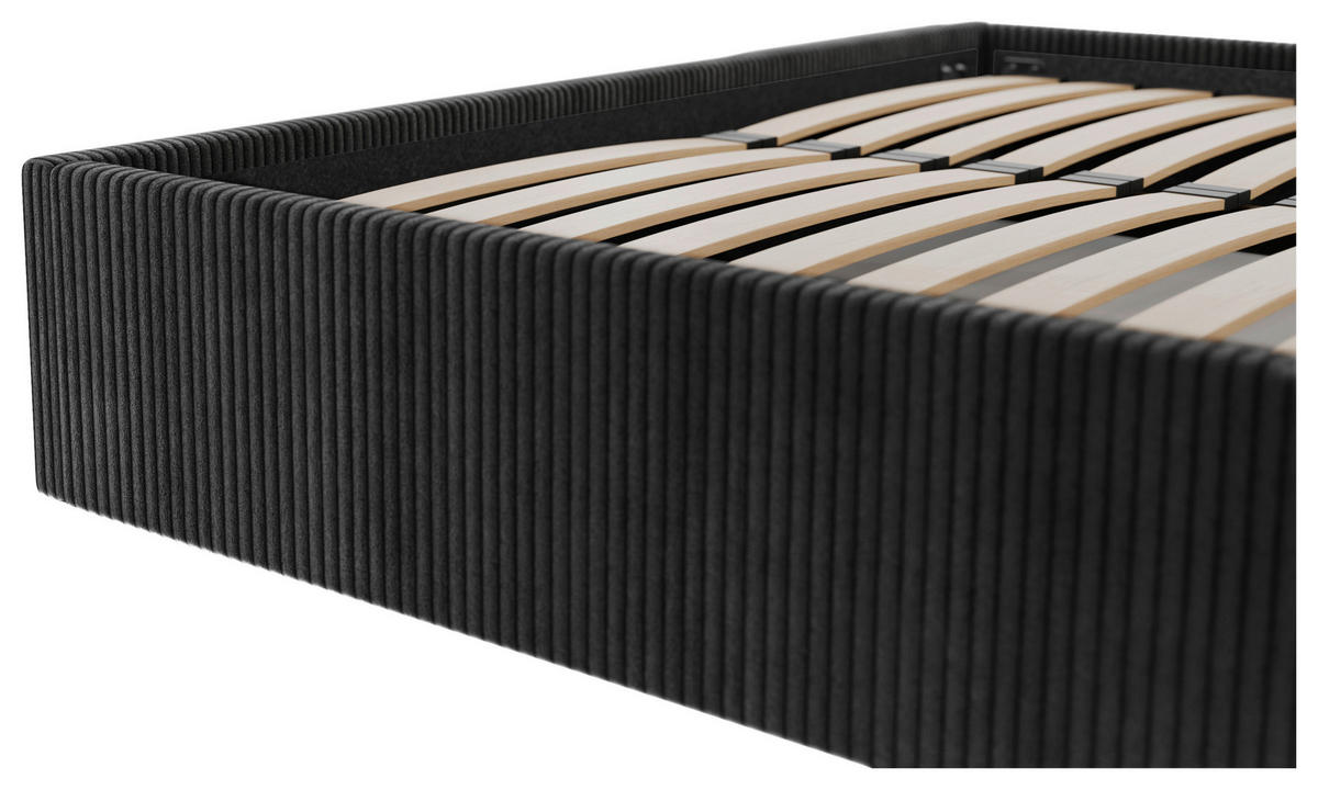 POLSTERBETT Lattenrost, Bettkasten 180/200 cm  in Schwarz  - Schwarz, Design, Holz/Textil (180/200cm) - Boxxx