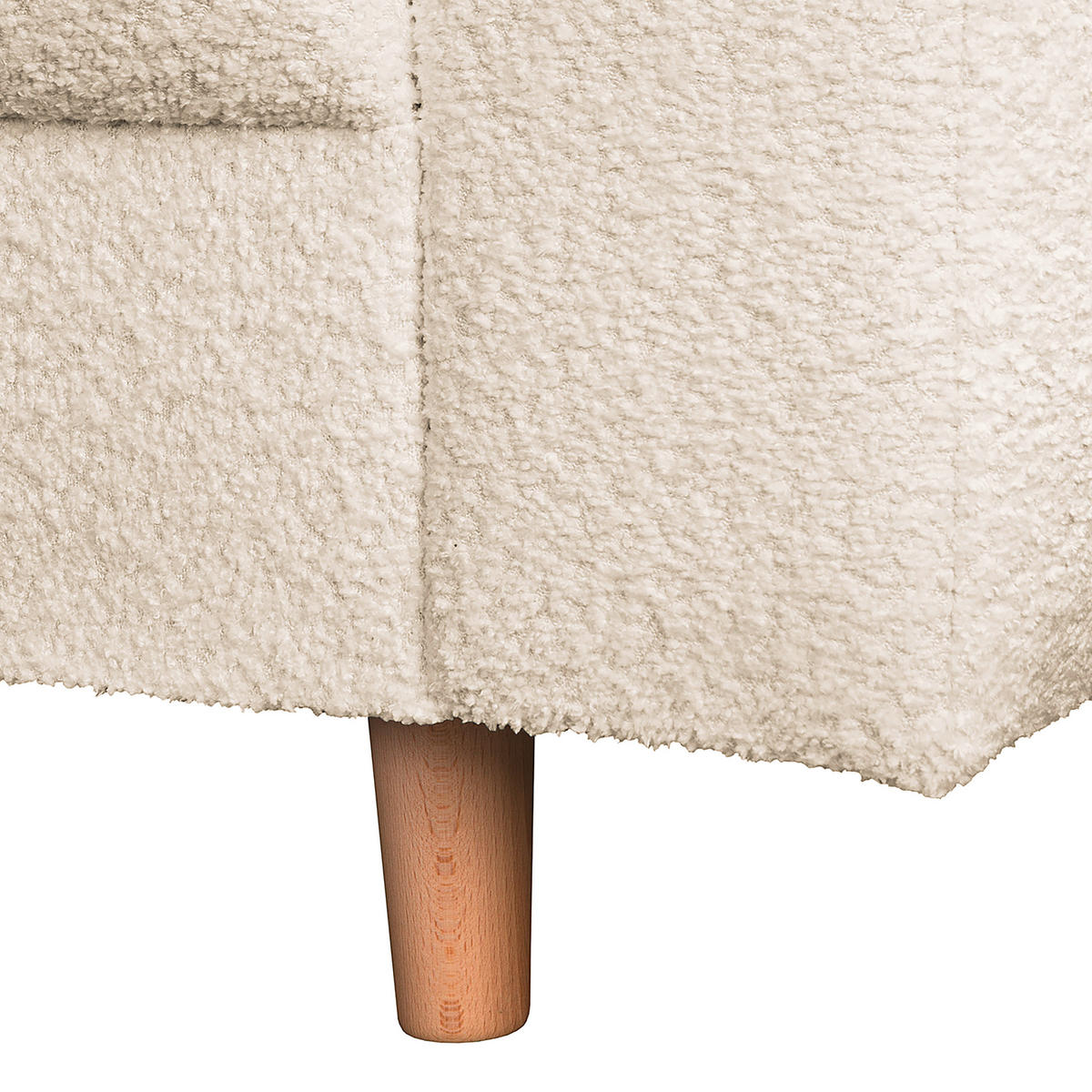 ECKSOFA inkl. Hocker Ariella Weiß Bouclé  - Naturfarben/Weiß, Design, Holz/Textil (161/231cm) - Livetastic