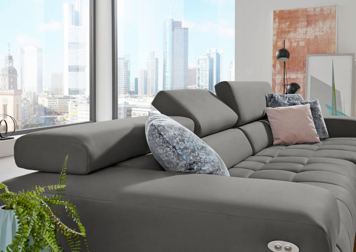 ECKSOFA Mikrofaser Silberfarben  - Silberfarben, Design, Textil/Metall (335/190cm) - Beldomo Speed