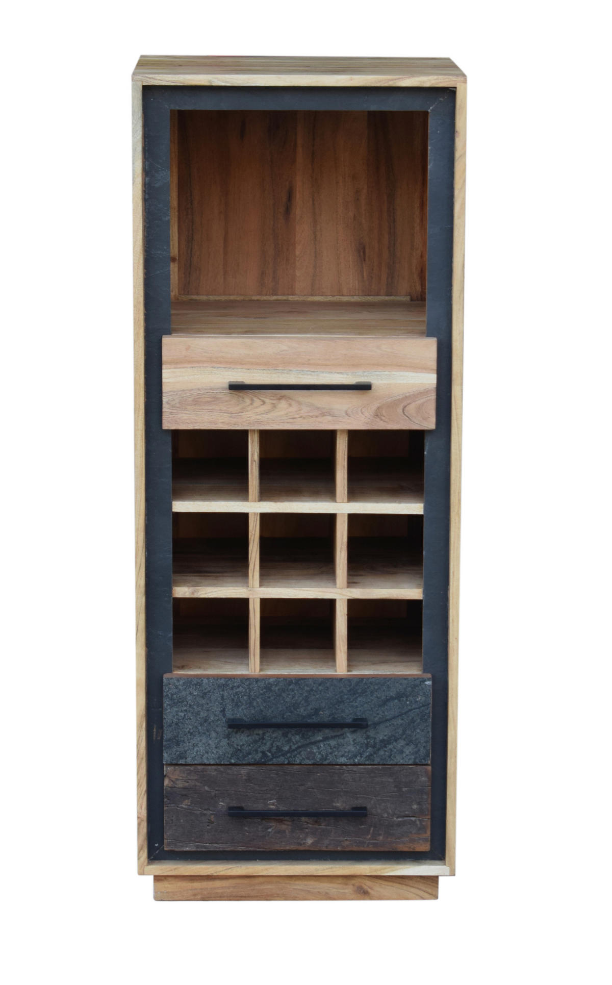 ETAJERĂ PENTRU STICLE DE VIN   - maro/gri închis, Trend, lemn/metal (50/130/40cm) - Landscape