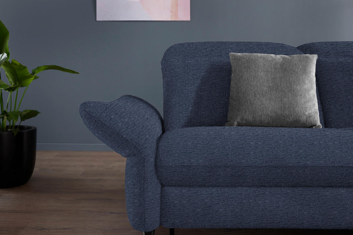 SAROKKANAPÉ textil sötétkék  - sötétkék/fekete, Design, textil/fém (299-313/233cm) - Dieter Knoll