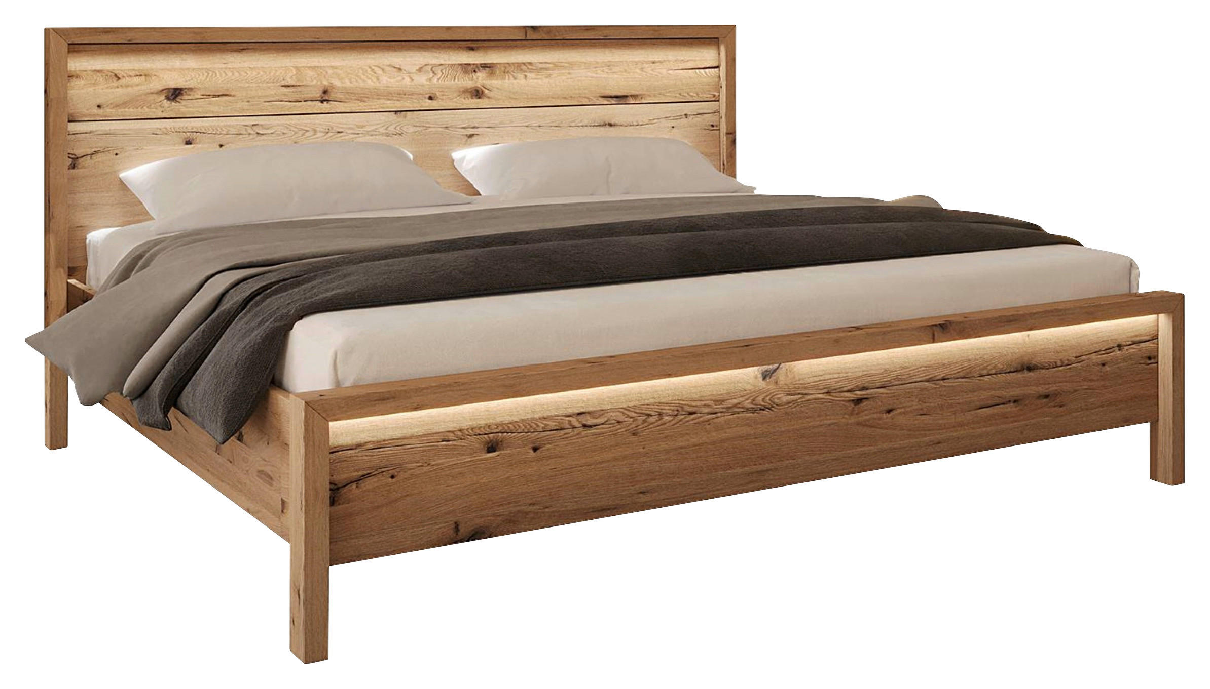 BETT 160/200 cm  in Naturfarben, Wildeiche  - Wildeiche/Naturfarben, MODERN, Holz (160/200cm) - MID.YOU
