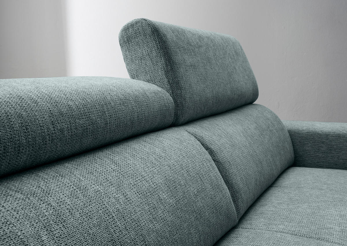 ECKSOFA Mintgrau Chenille  - Mintgrau/Schwarz, KONVENTIONELL, Textil/Metall (188/276cm) - Livetastic