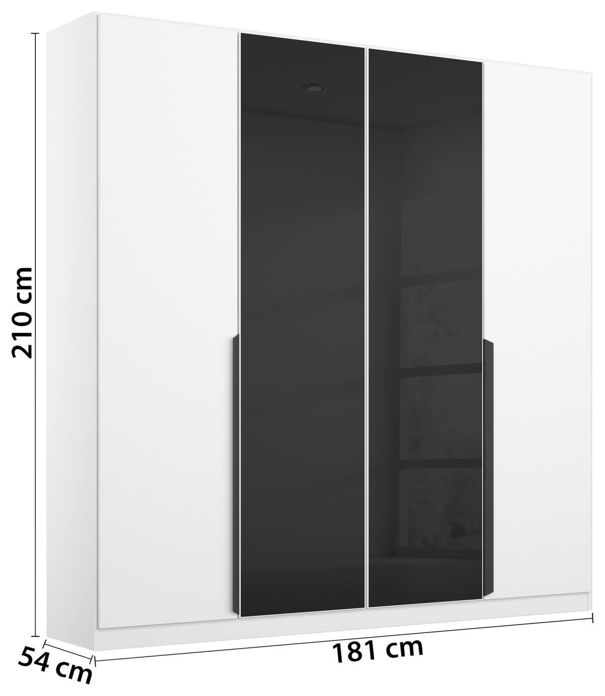 NYÍLÓAJTÓS SZEKRÉNY antracit, fehér  - antracit/fehér, Modern, faalapú anyag/Üveg (181/210/54cm) - Xora